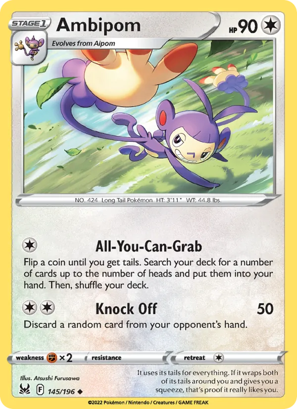 Ambipom #145 – Lost Origin card