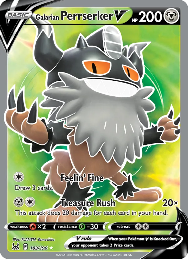 Galarian Perrserker V #183 – Lost Origin card