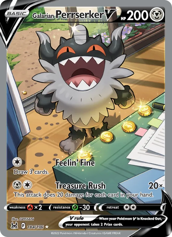 Galarian Perrserker V #184 – Lost Origin card