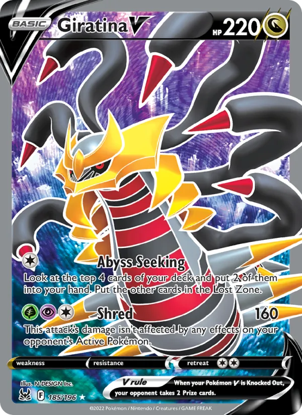 Giratina V #185 – Lost Origin card