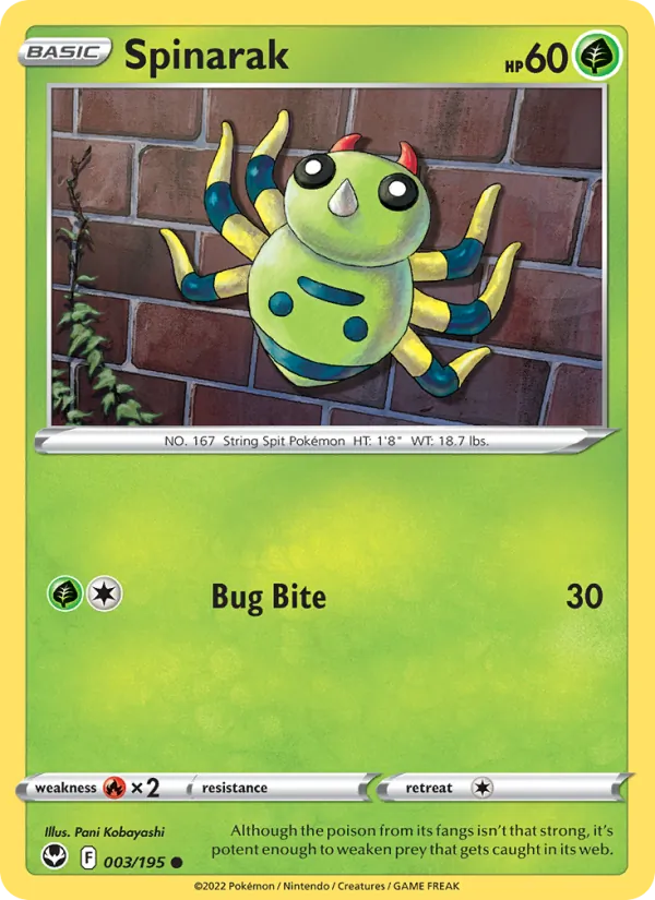 Spinarak #003 – Silver Tempest card