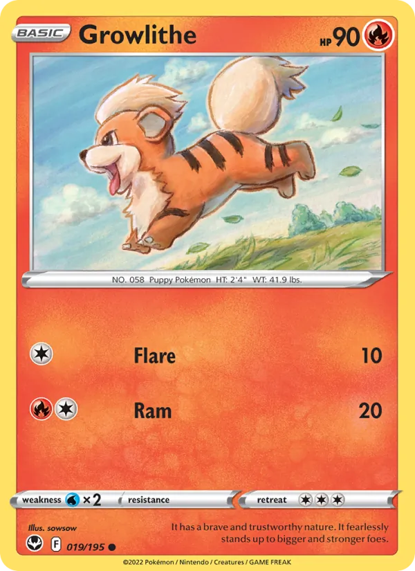 Growlithe #019 – Silver Tempest card