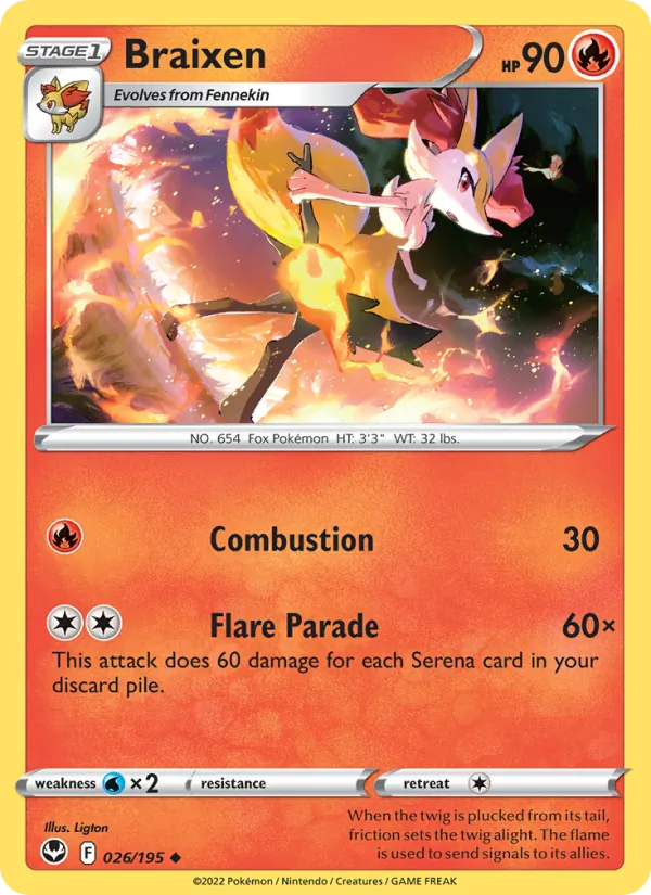 Braixen #026 – Silver Tempest card