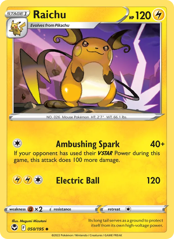 Raichu #050 – Silver Tempest card