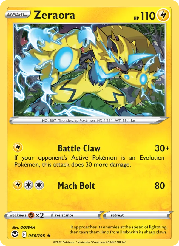 Zeraora #056 – Silver Tempest card