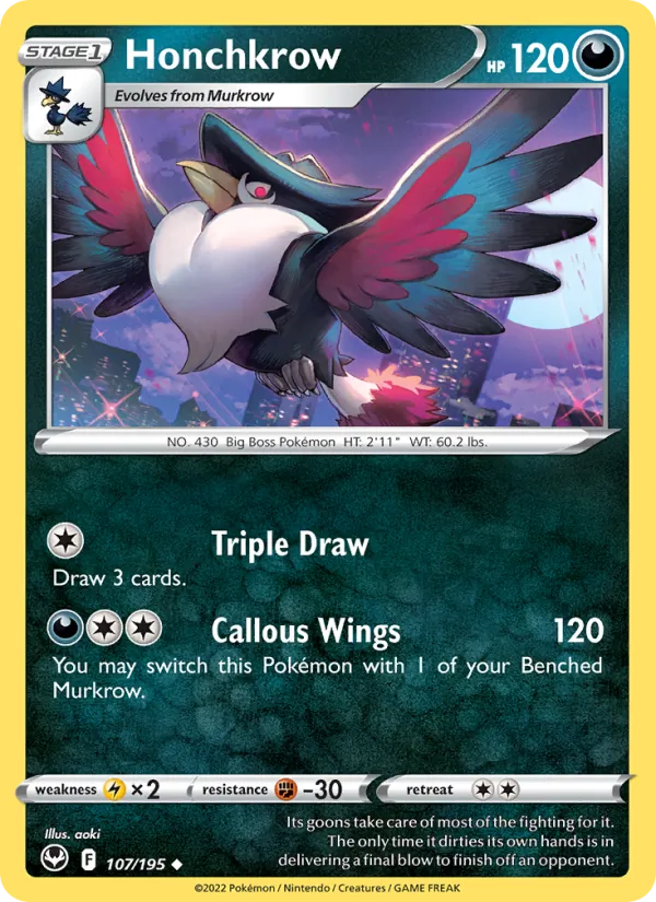 Honchkrow #107 – Silver Tempest card
