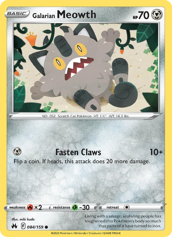 Galarian Meowth #084 – Crown Zenith card