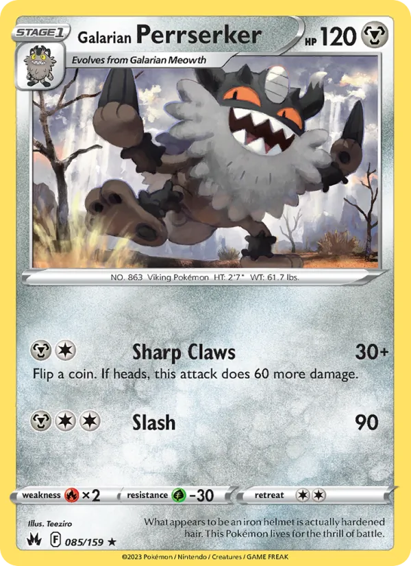 Galarian Perrserker #085 – Crown Zenith card