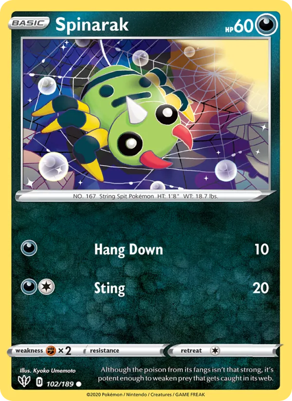 Spinarak #102 – Darkness Ablaze card