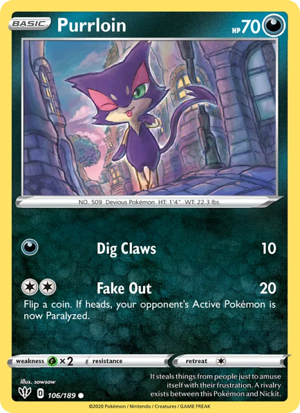 Purrloin #106 – Darkness Ablaze card