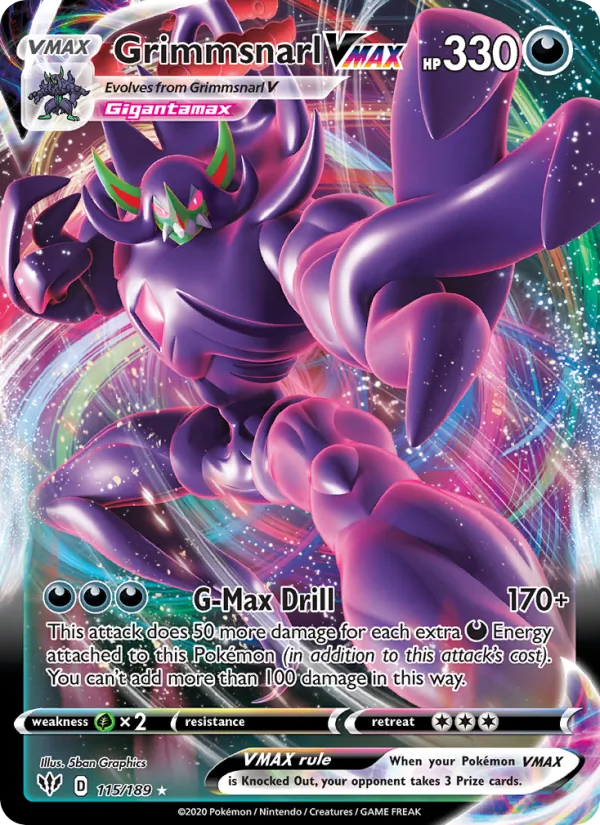 Grimmsnarl VMAX #115 – Darkness Ablaze card