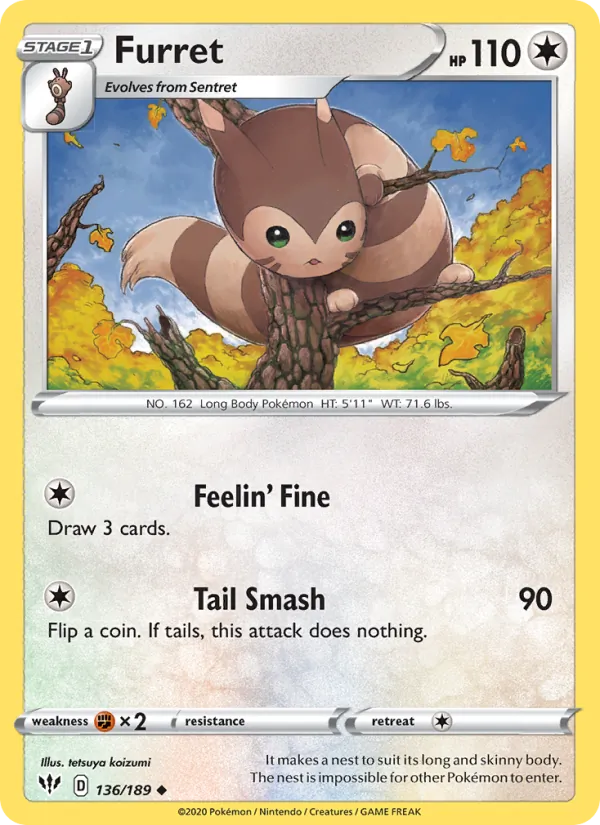Furret #136 – Darkness Ablaze card