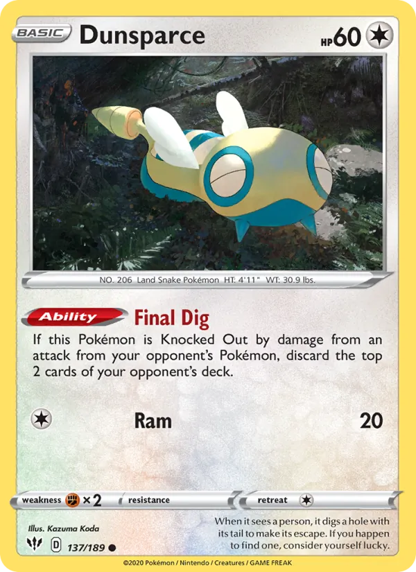 Dunsparce #137 – Darkness Ablaze card