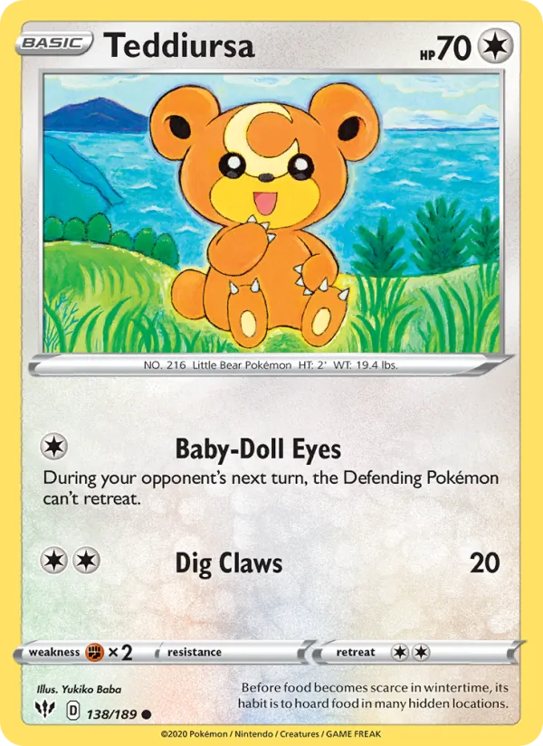 Teddiursa #138 – Darkness Ablaze card
