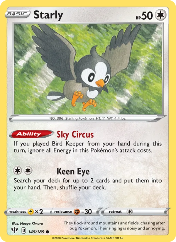 Starly #145 – Darkness Ablaze card