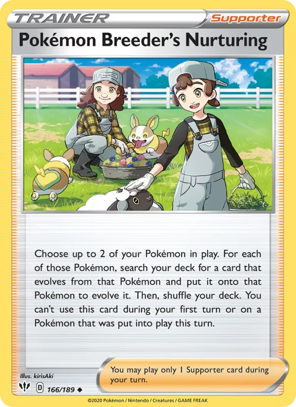 Pokémon Breeder's Nurturing #166 – Darkness Ablaze card