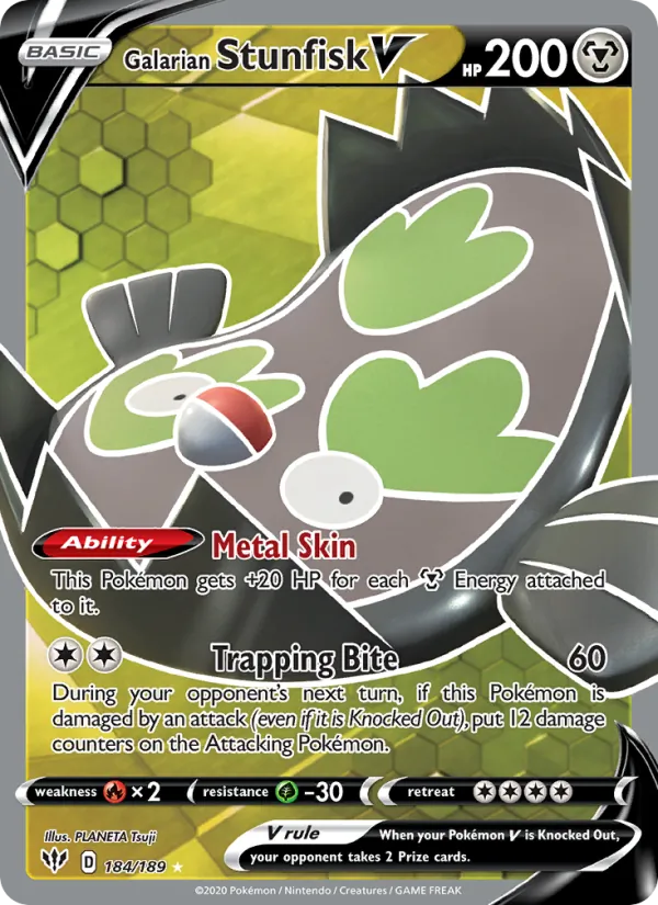 Galarian Stunfisk V #184 – Darkness Ablaze card