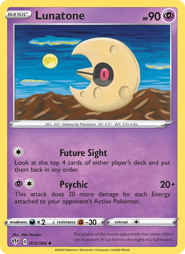 Lunatone #72 – Darkness Ablaze card