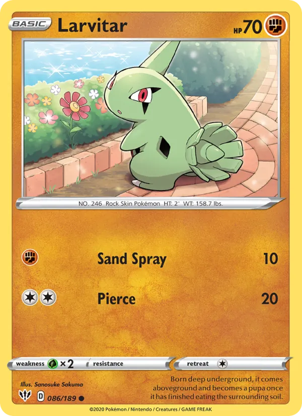 Larvitar #86 – Darkness Ablaze card