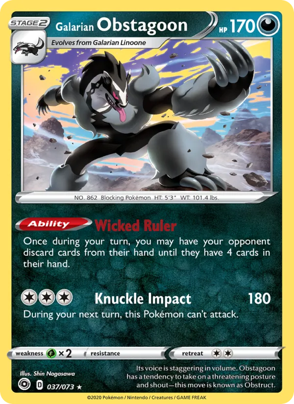 Galarian Obstagoon #37 – Champion's Path card