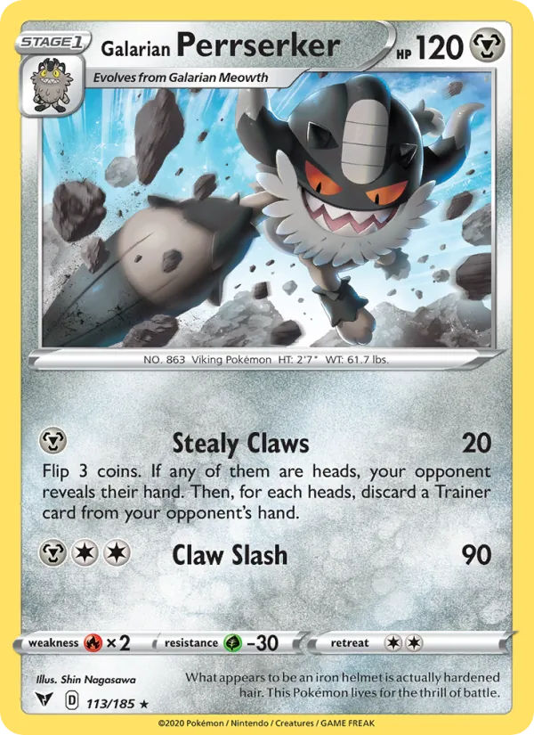 Galarian Perrserker #113 – Vivid Voltage card