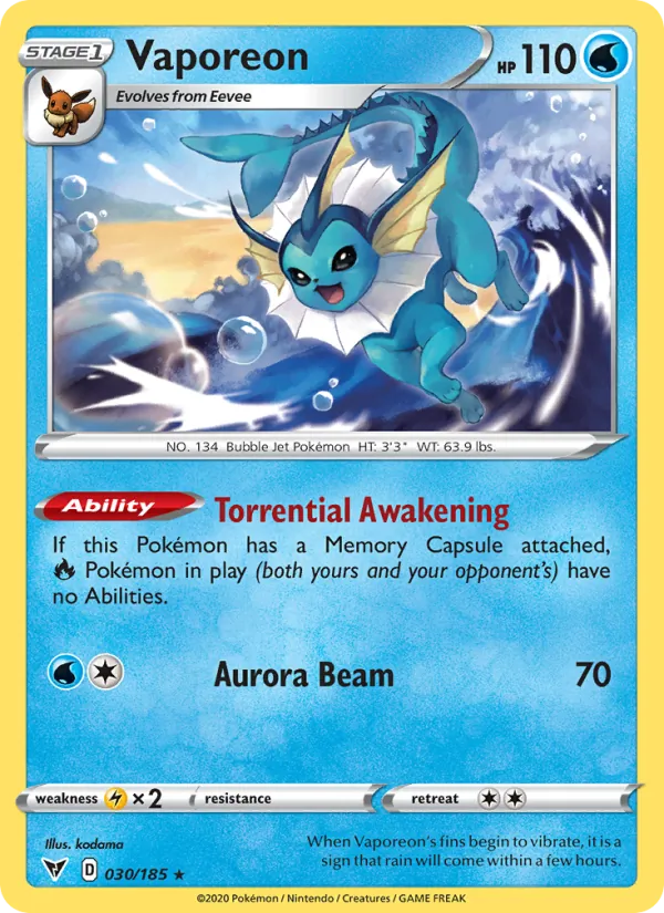 Vaporeon #30 – Vivid Voltage card
