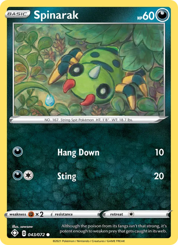 Spinarak #43 – Shining Fates card