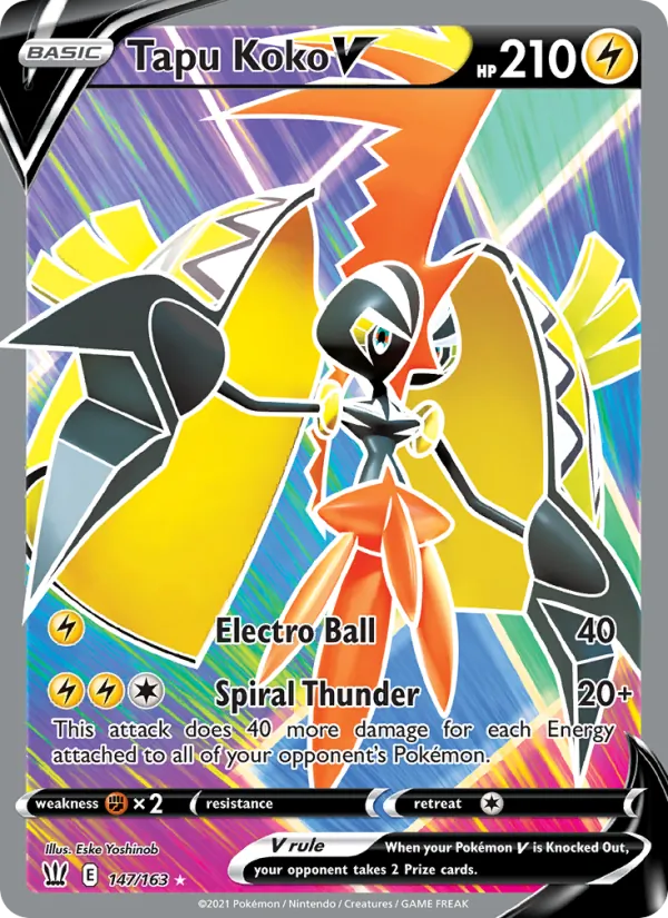 Tapu Koko V #147 – Battle Styles card