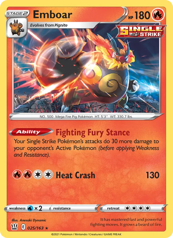 Emboar #25 – Battle Styles card
