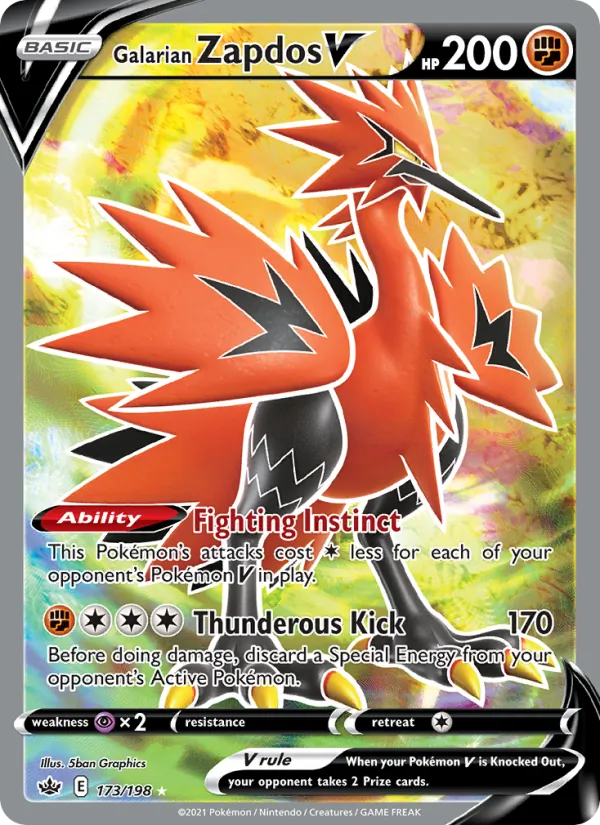 Galarian Zapdos V #173 – Chilling Reign card