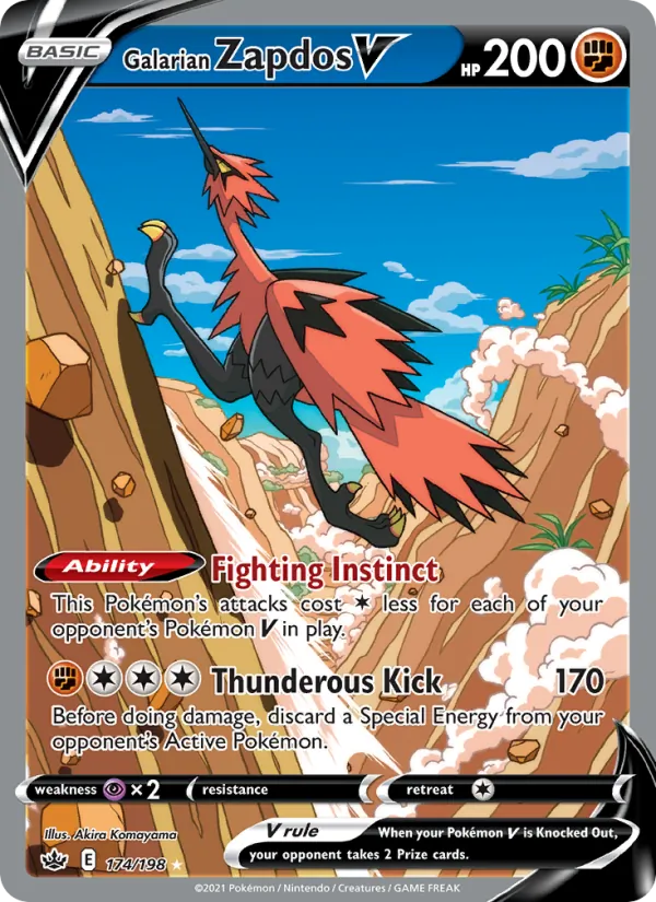 Galarian Zapdos V #174 – Chilling Reign card