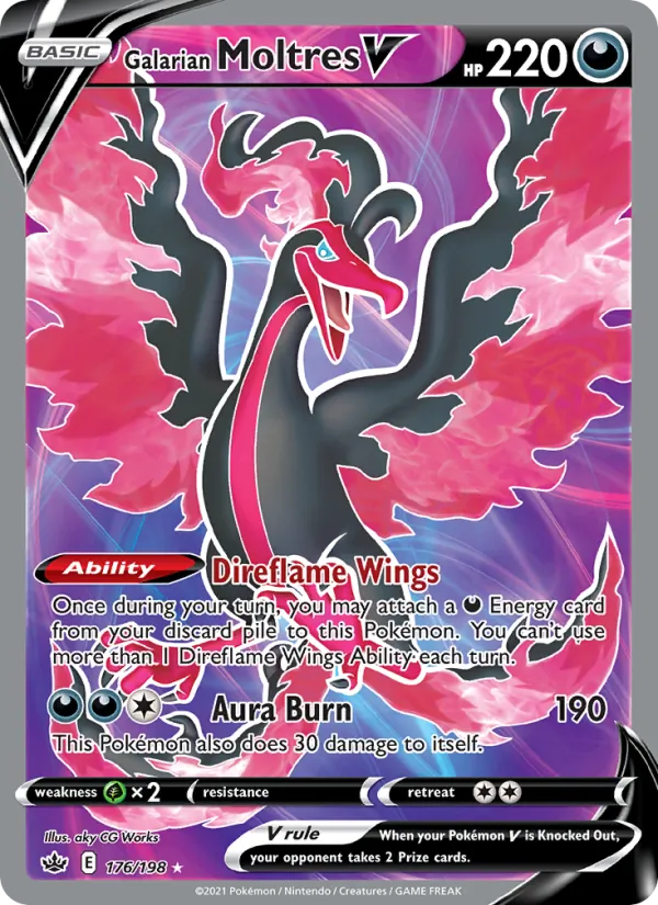 Galarian Moltres V #176 – Chilling Reign card