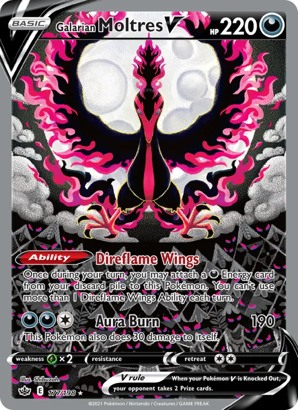 Galarian Moltres V #177 – Chilling Reign card