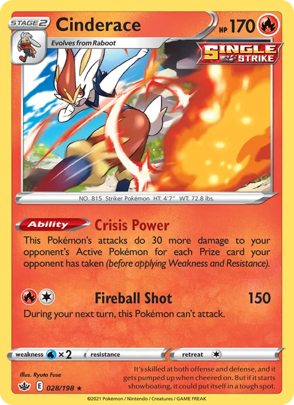 Cinderace #28 – Chilling Reign card