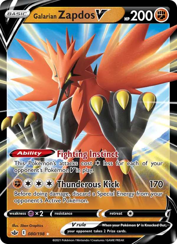 Galarian Zapdos V #80 – Chilling Reign card