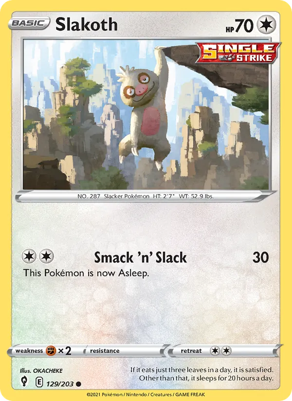 Slakoth #129 – Evolving Skies card