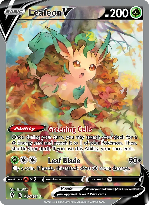 Leafeon V #167 – Evolving Skies card