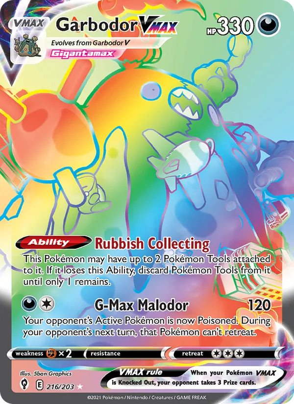 Garbodor VMAX #216 – Evolving Skies card