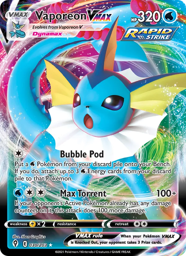 Vaporeon VMAX #30 – Evolving Skies card