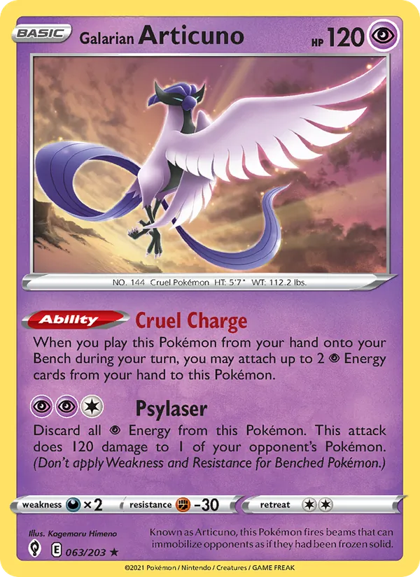 Galarian Articuno #63 – Evolving Skies card