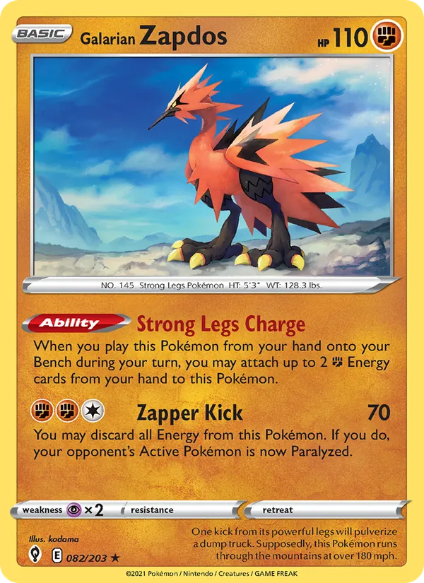 Galarian Zapdos #82 – Evolving Skies card