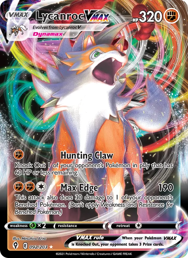 Lycanroc VMAX #92 – Evolving Skies card