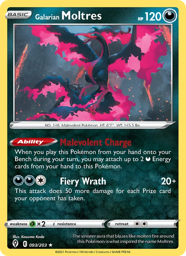 Galarian Moltres #93 – Evolving Skies card