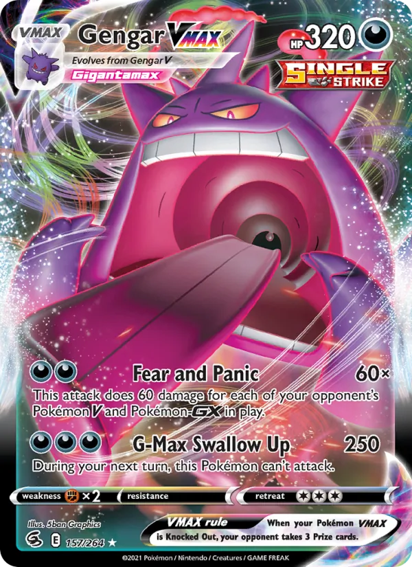 Gengar VMAX #157 – Fusion Strike card