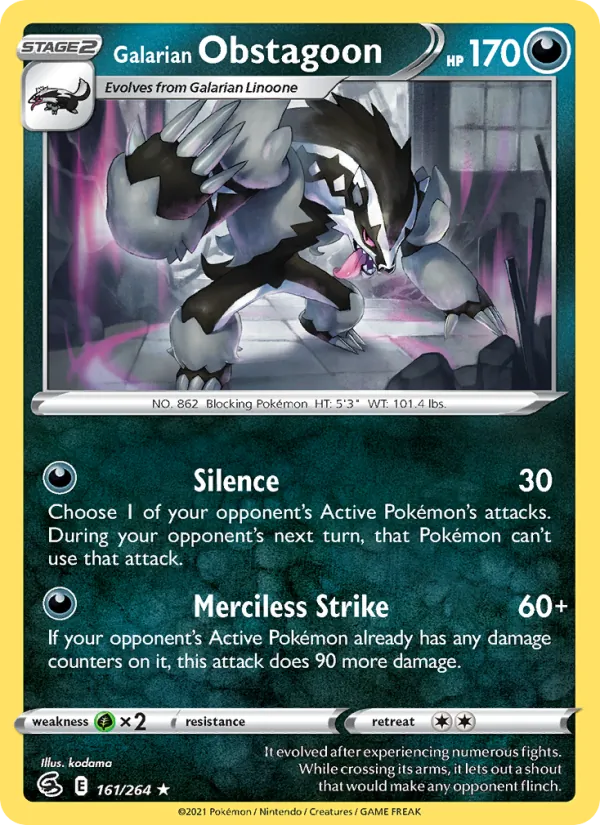 Galarian Obstagoon #161 – Fusion Strike card