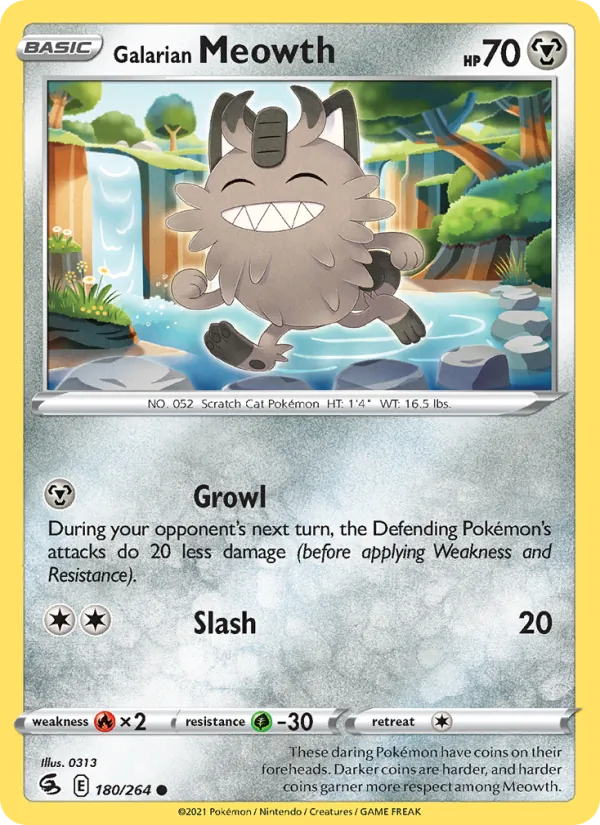 Galarian Meowth #180 – Fusion Strike card