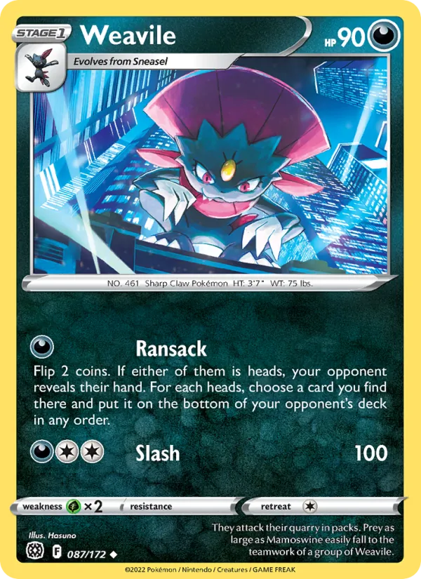 Weavile #087 – Brilliant Stars card