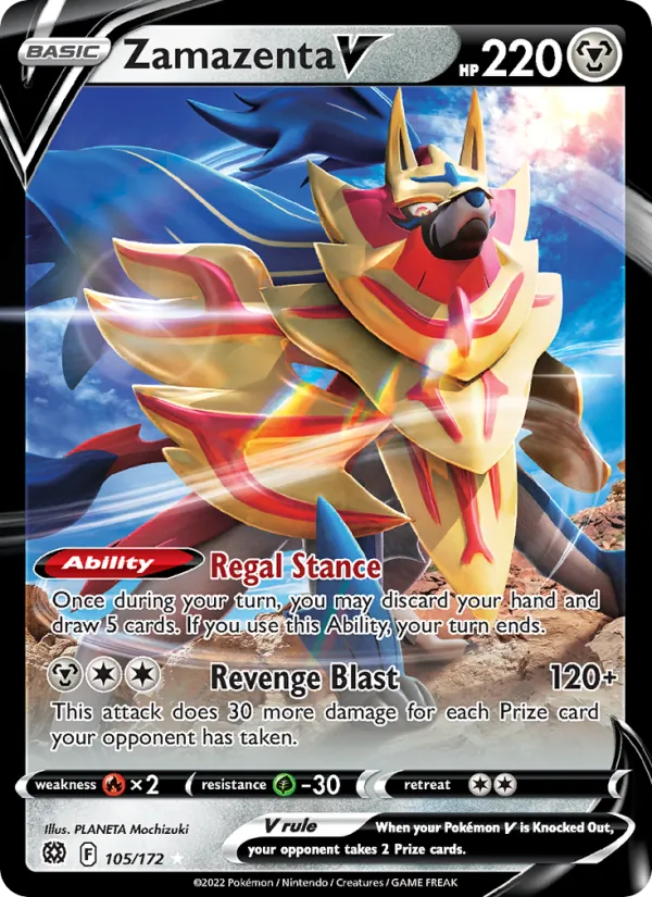 Zamazenta V #105 – Brilliant Stars card
