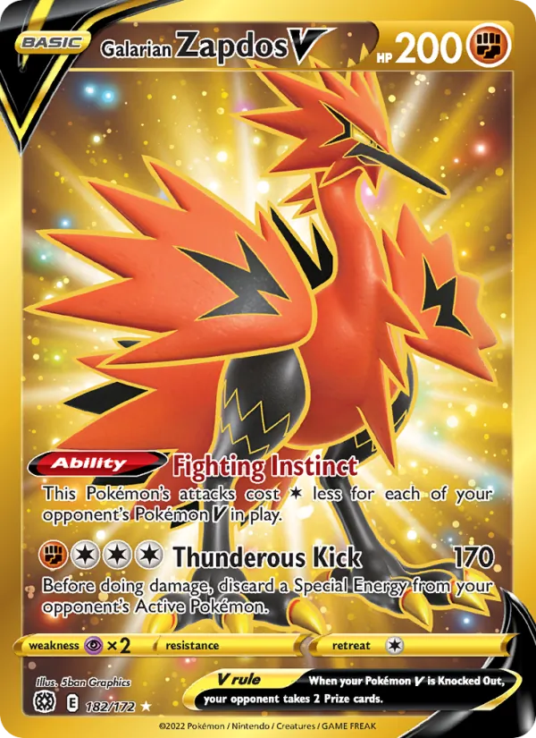 Galarian Zapdos V #182 – Brilliant Stars card