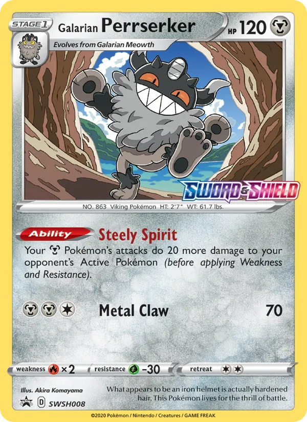 Galarian Perrserker #SWSH008 – SWSH Black Star Promos card